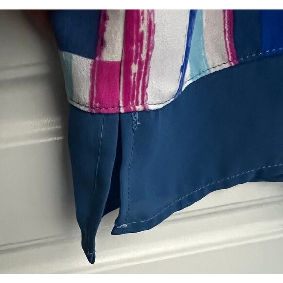 Bob Mackie Wearable Art Multicolor Abstract Print Blouse 3/4 Sleeve Size L - Picture 4 of 7